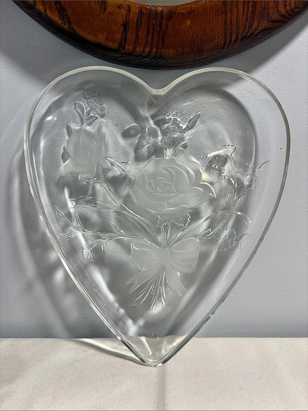 1980’s Heart-Shaped Clear Glass Decor/ dish
